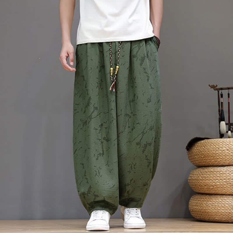 Nimara Ritual Summer Casual Minimalist Drawstring Abstract Texture Pattern Ankle Pants Men's Harem Pants With Pocket