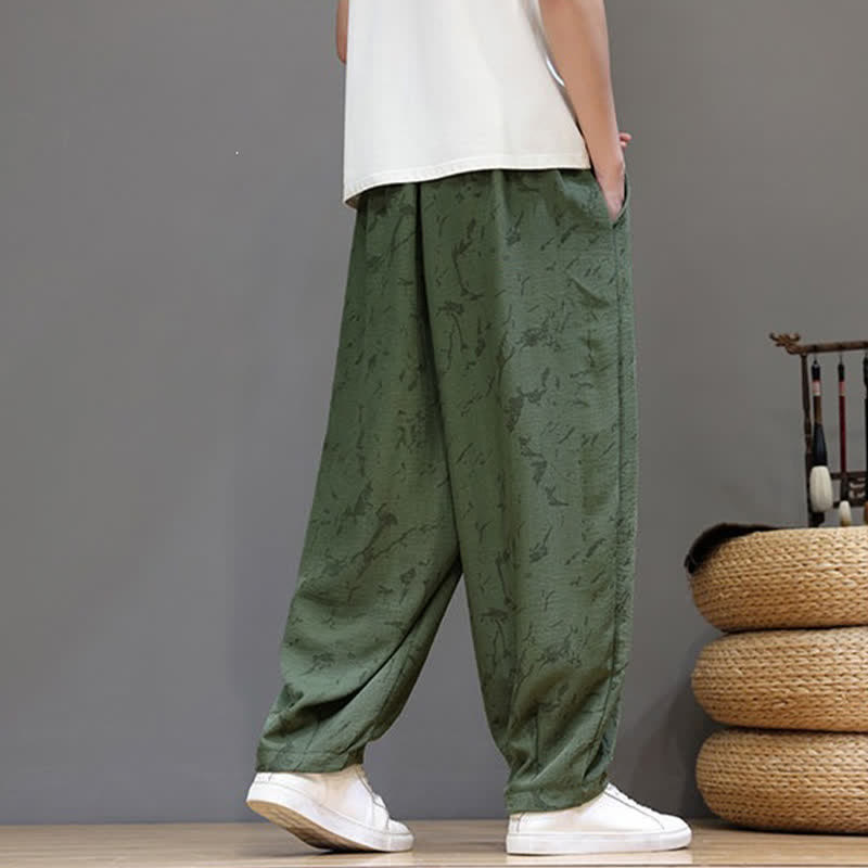 Nimara Ritual Summer Casual Minimalist Drawstring Abstract Texture Pattern Ankle Pants Men's Harem Pants With Pocket