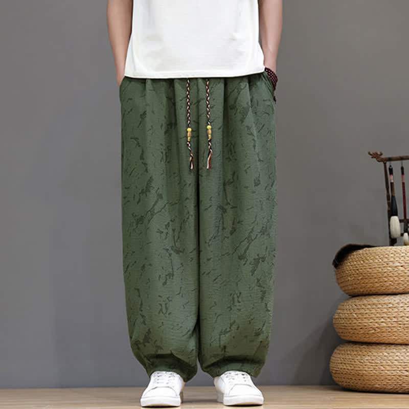 Nimara Ritual Summer Casual Minimalist Drawstring Abstract Texture Pattern Ankle Pants Men's Harem Pants With Pocket