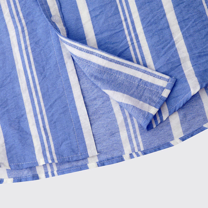 Nimara Ritual Summer Casual Classic Button-Up Vertical Striped Men's Short Sleeve Shirts