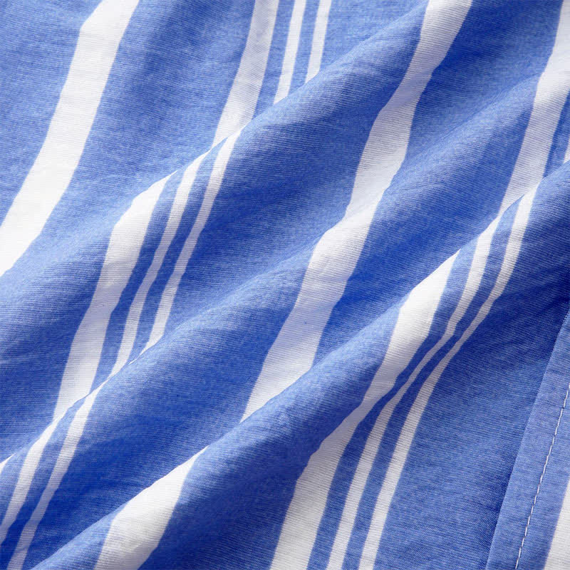 Nimara Ritual Summer Casual Classic Button-Up Vertical Striped Men's Short Sleeve Shirts