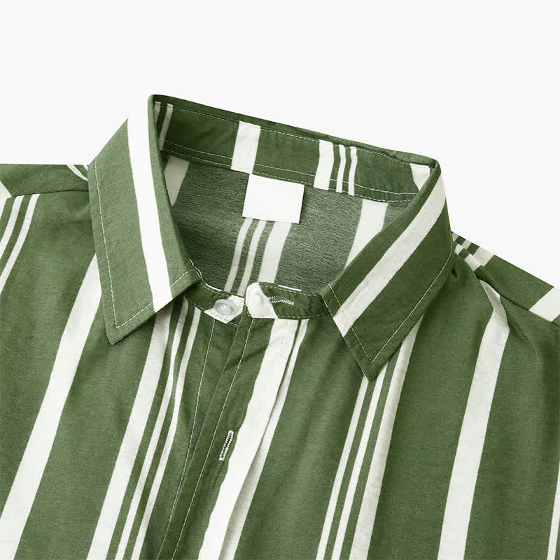 Nimara Ritual Summer Casual Classic Button-Up Vertical Striped Men's Short Sleeve Shirts