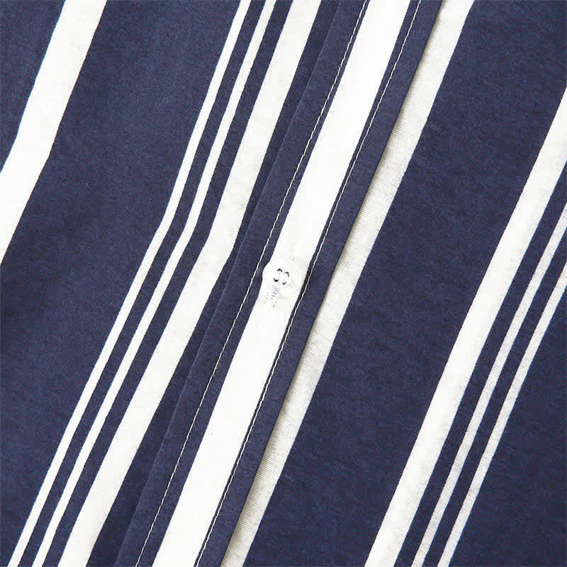 Nimara Ritual Summer Casual Classic Button-Up Vertical Striped Men's Short Sleeve Shirts