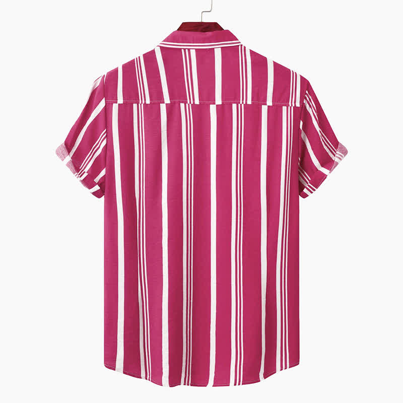 Nimara Ritual Summer Casual Classic Button-Up Vertical Striped Men's Short Sleeve Shirts