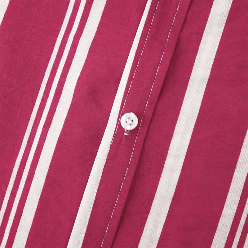 Nimara Ritual Summer Casual Classic Button-Up Vertical Striped Men's Short Sleeve Shirts