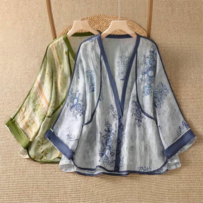 Nimara Ritual Summer Casual Vintage Button-Up Floral Women's Long Sleeve Shirts With Pocket