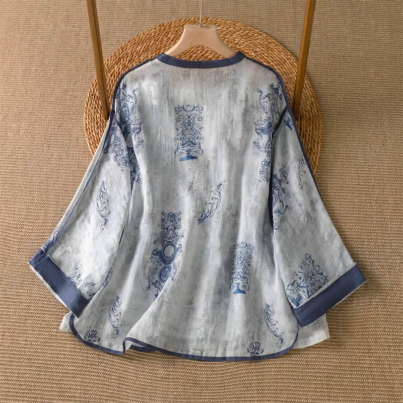 Nimara Ritual Summer Casual Vintage Button-Up Floral Women's Long Sleeve Shirts With Pocket