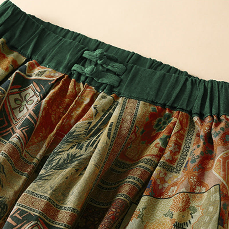 Nimara Ritual Retro Casual Chinese Frog-Button Design Women's Harem Pants With Pockets
