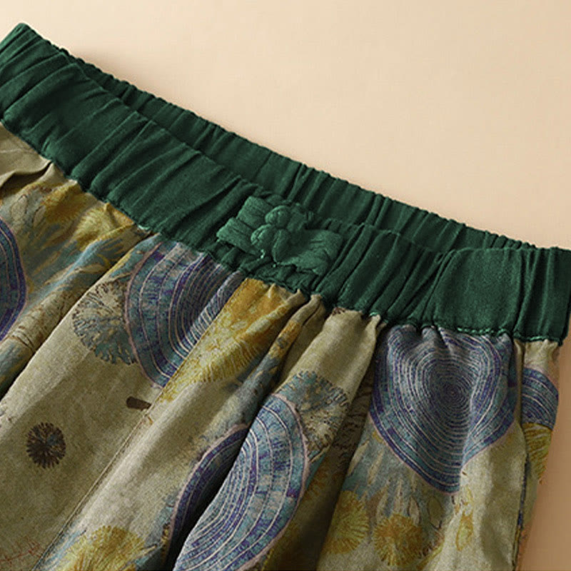 Nimara Ritual Retro Casual Chinese Frog-Button Design Women's Harem Pants With Pockets