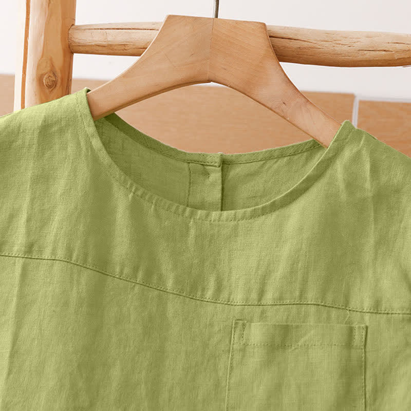 Nimara Ritual Summer Casual Vintage Geometric Tank Top Hollow Hem Back Buttons Women's Sleeveless Shirts With Patch Pocket