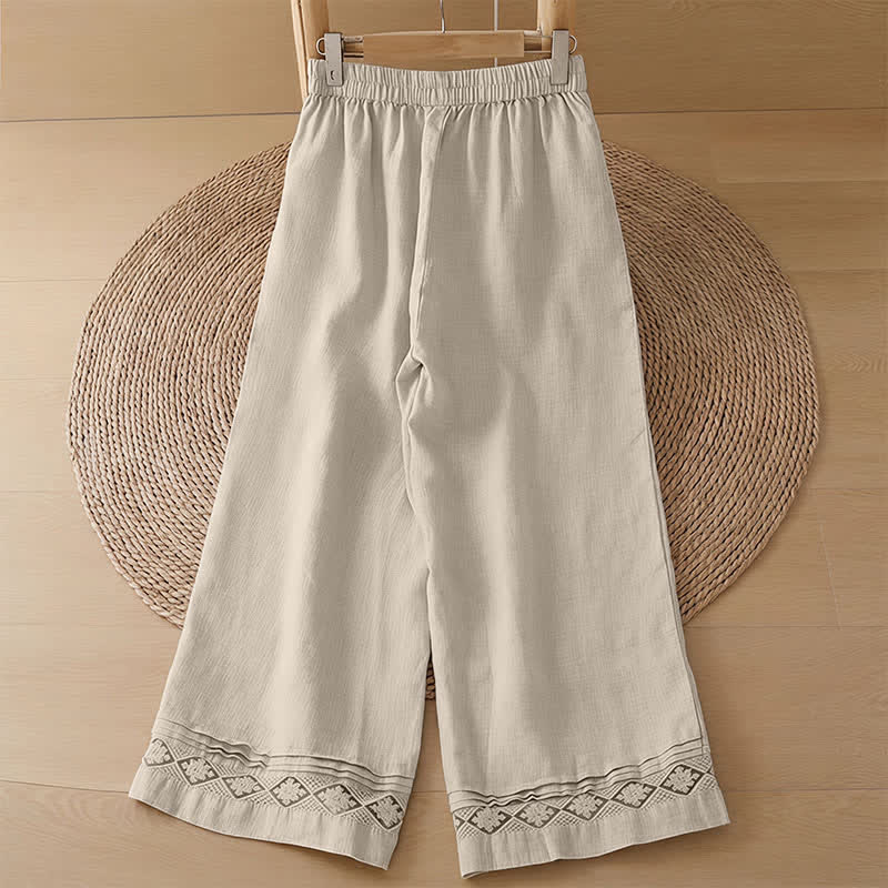 Nimara Ritual Summer Casual Minimalist Geometric Hollow Hem Ankle Pants Women's Wide Leg Pants With Pockets
