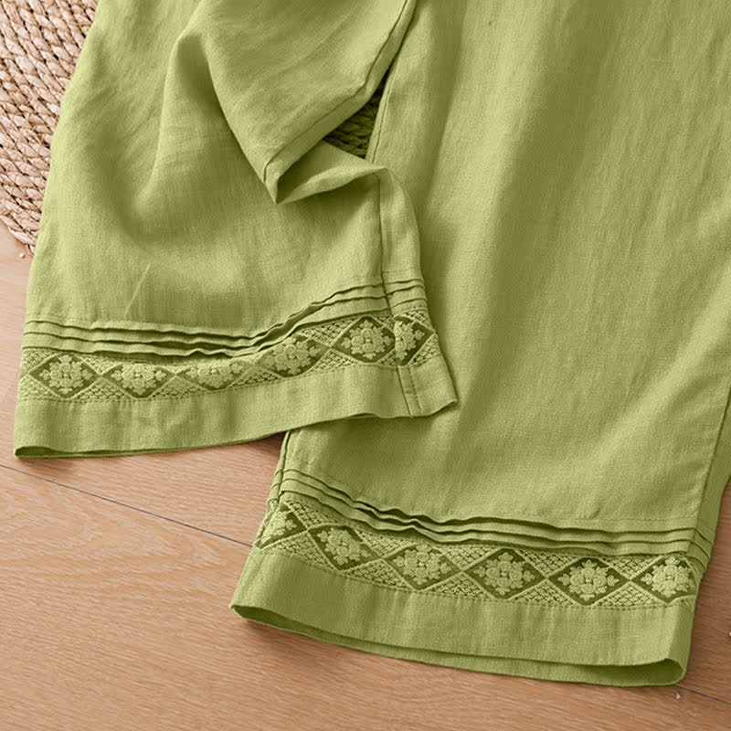 Nimara Ritual Summer Casual Minimalist Geometric Hollow Hem Ankle Pants Women's Wide Leg Pants With Pockets