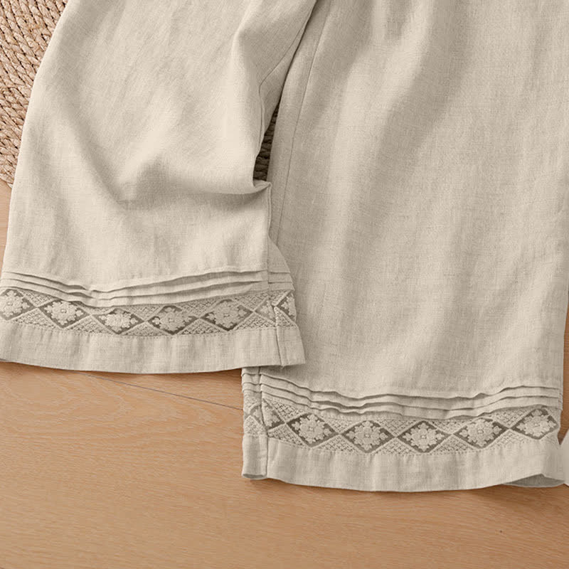 Nimara Ritual Summer Casual Vintage Geometric Tank Top Hollow Hem Back Buttons Women's Sleeveless Shirts With Patch Pocket