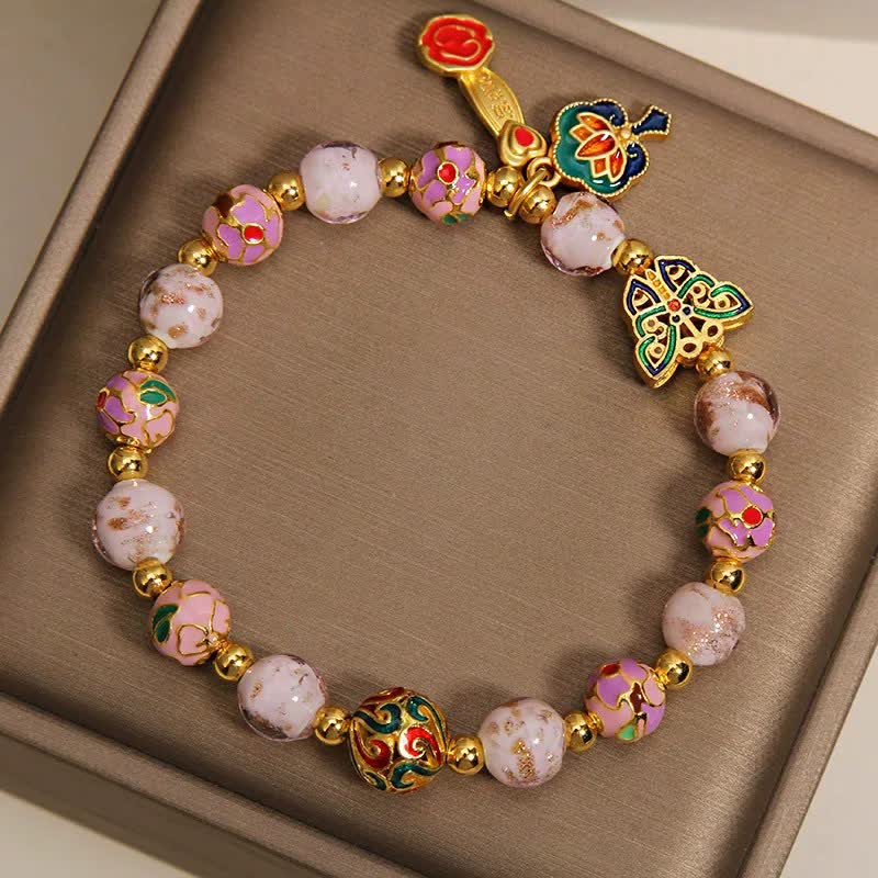 Nimara Ritual Pink Liuli Butterfly Lotus Ruyi Handle Transformation Charm Bracelet
