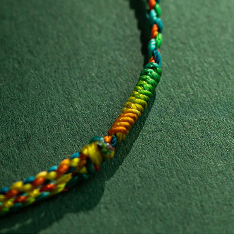 Nimara Ritual Copper Coins Hand-Woven Red Multicolor String Luck Bracelet