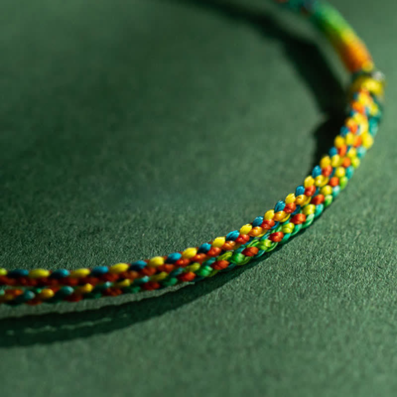 Nimara Ritual Copper Coins Hand-Woven Red Multicolor String Luck Bracelet