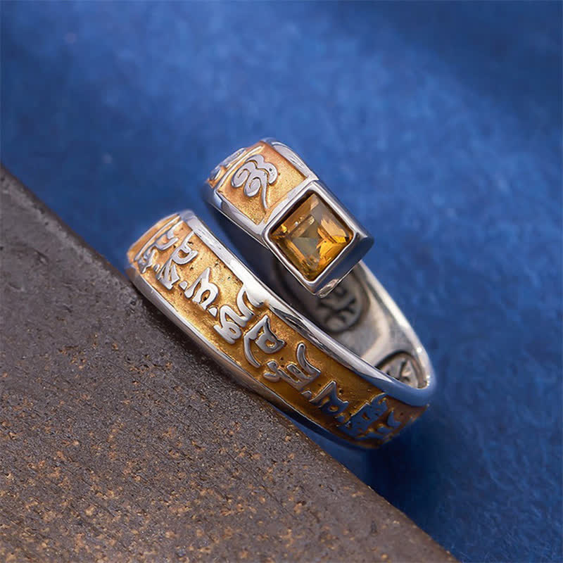 Nimara Ritual Copper Om Mani Padme Hum Grounding Wisdom Tibetan Adjustable Ring