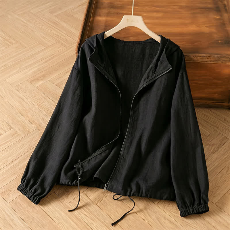 Nimara Ritual Summer Casual Minimalist Drawstring Solid Women's Jackets With Pocket