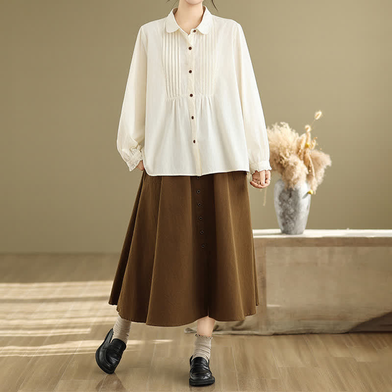 Nimara Ritual Summer Casual Vintage Button-Up Solid Women's Long Sleeve Shirts