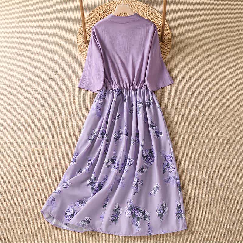 Nimara Ritual Summer Casual Elegant Drawstring Floral Women's Short Sleeve Dresses With Pocket