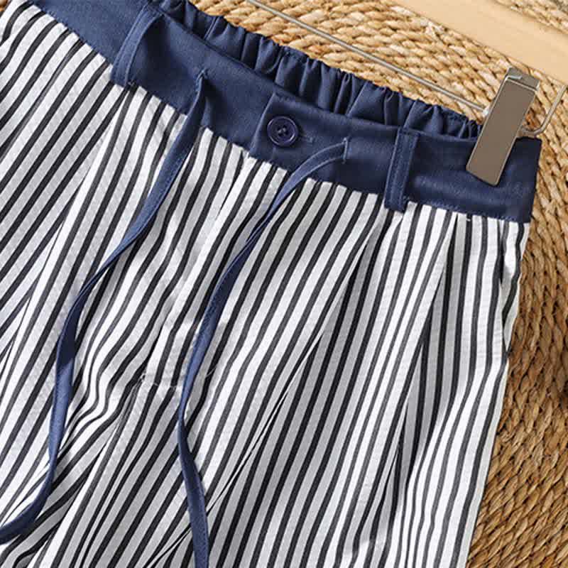 Nimara Ritual Summer Casual Drawstring Striped Long Pants Women's Wide Leg Pants With Pocket