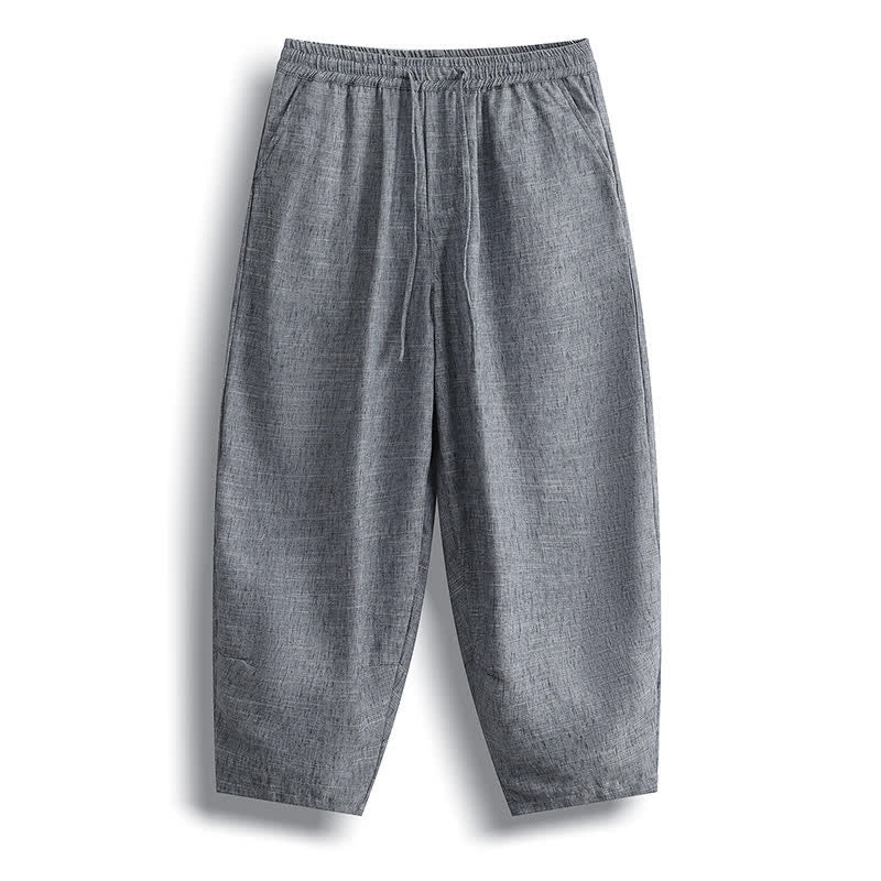Nimara Ritual Summer Casual Minimalist Drawstring Solid Cropped Pants Men's Harem Pants With Pocket