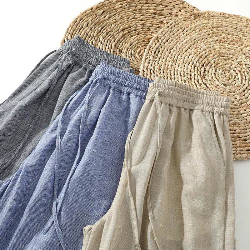 Nimara Ritual Summer Casual Minimalist Drawstring Solid Cropped Pants Men's Harem Pants With Pocket