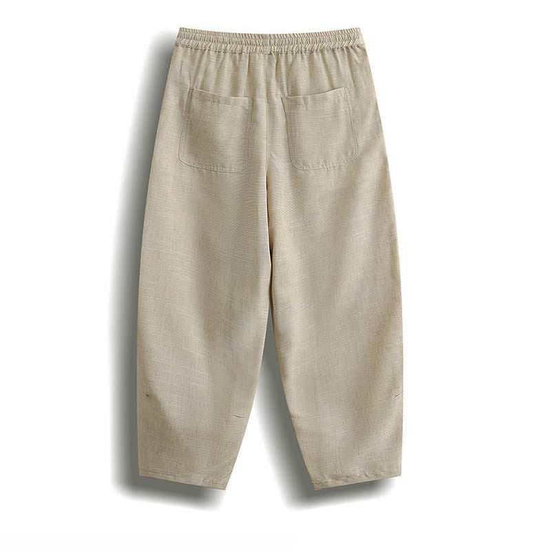 Nimara Ritual Summer Casual Minimalist Drawstring Solid Cropped Pants Men's Harem Pants With Pocket