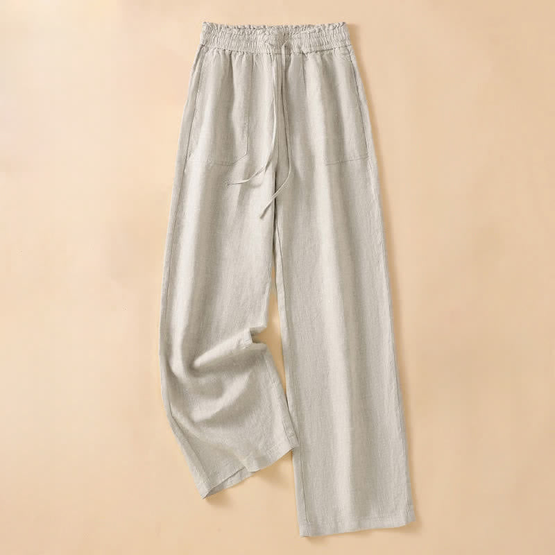 Nimara Ritual Summer Casual Minimalist Drawstring Solid Ankle Pants Women's Straight Leg Pants With Pocket