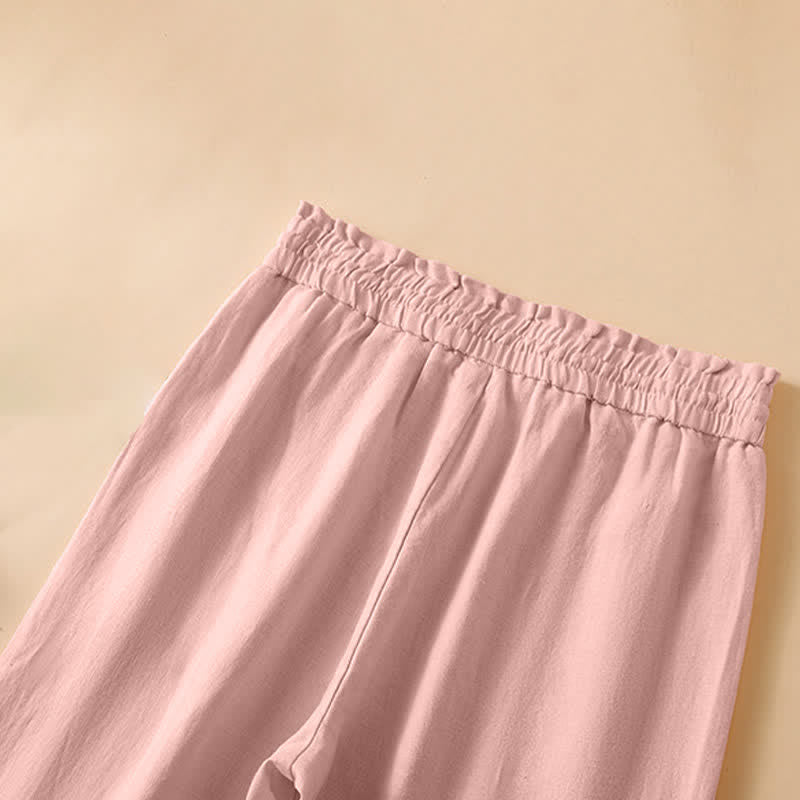 Nimara Ritual Summer Casual Minimalist Drawstring Solid Ankle Pants Women's Straight Leg Pants With Pocket