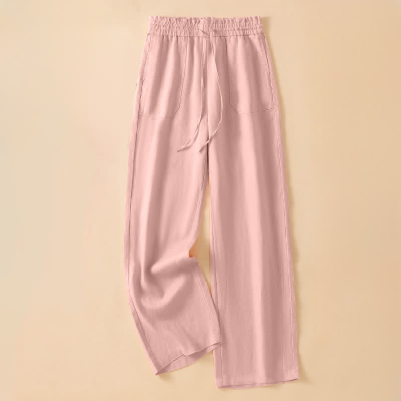 Nimara Ritual Summer Casual Minimalist Drawstring Solid Ankle Pants Women's Straight Leg Pants With Pocket