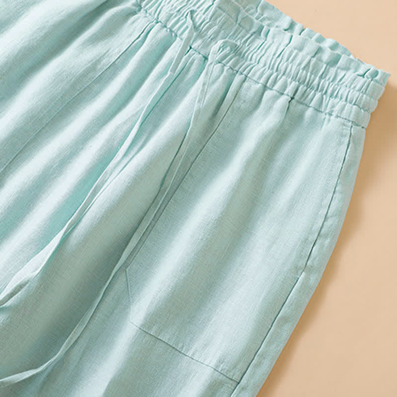 Nimara Ritual Summer Casual Minimalist Drawstring Solid Ankle Pants Women's Straight Leg Pants With Pocket
