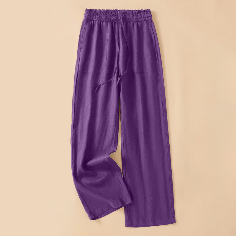 Nimara Ritual Summer Casual Minimalist Drawstring Solid Ankle Pants Women's Straight Leg Pants With Pocket