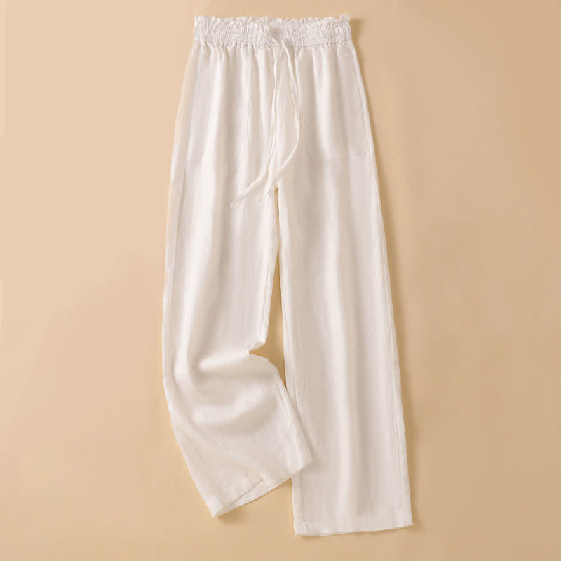 Nimara Ritual Summer Casual Minimalist Drawstring Solid Ankle Pants Women's Straight Leg Pants With Pocket