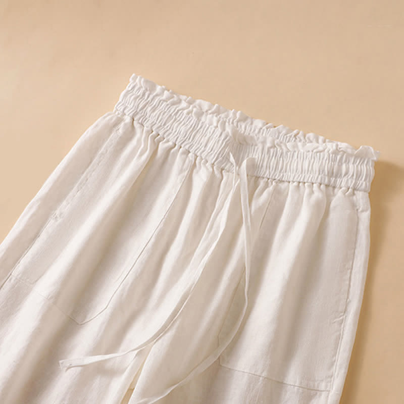 Nimara Ritual Summer Casual Minimalist Drawstring Solid Ankle Pants Women's Straight Leg Pants With Pocket