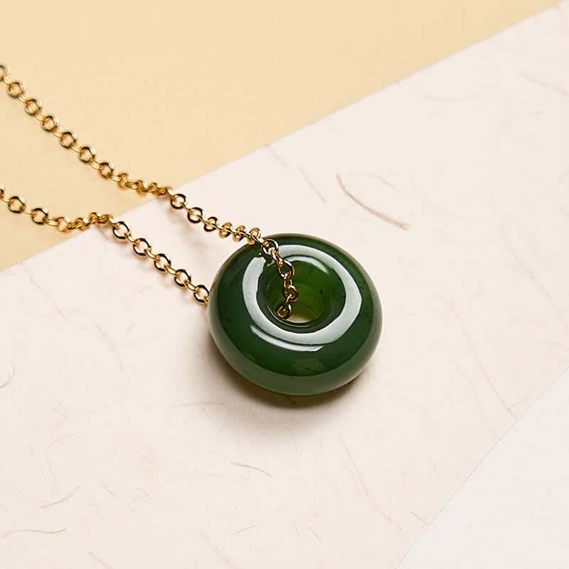 Nimara Ritual Natural Cyan Jade Peace Buckle Abundance Pendant Copper 925 Sterling Silver Chain Necklace