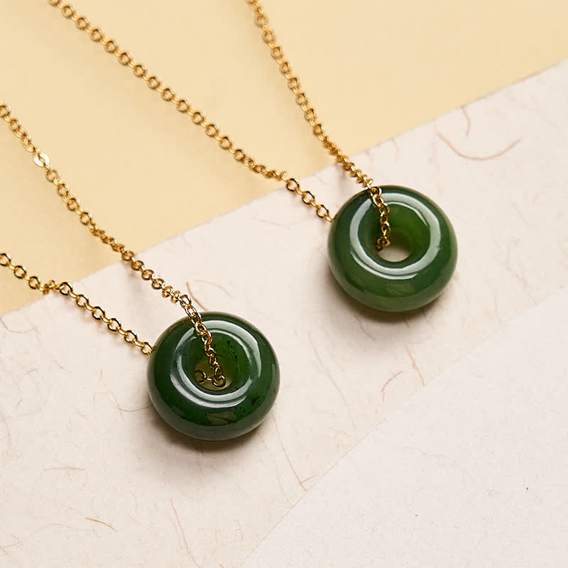 Nimara Ritual Natural Cyan Jade Peace Buckle Abundance Pendant Copper 925 Sterling Silver Chain Necklace