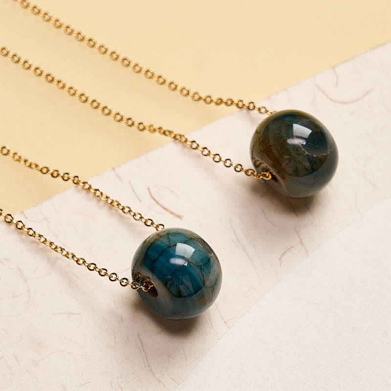 Nimara Ritual Natural Agate Peace Buckle Generosity Pendant Copper 925 Sterling Silver Chain Necklace