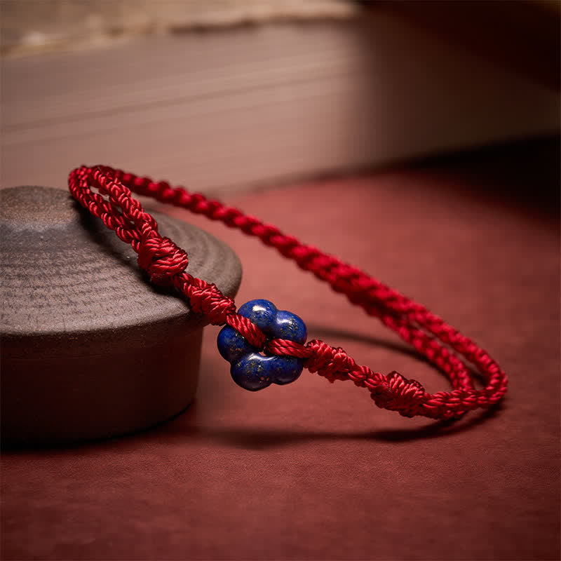 Nimara Ritual Hand-Woven Flower Lapis Lazuli Red String Luck Bracelet