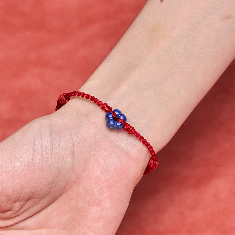 Nimara Ritual Hand-Woven Flower Lapis Lazuli Red String Luck Bracelet
