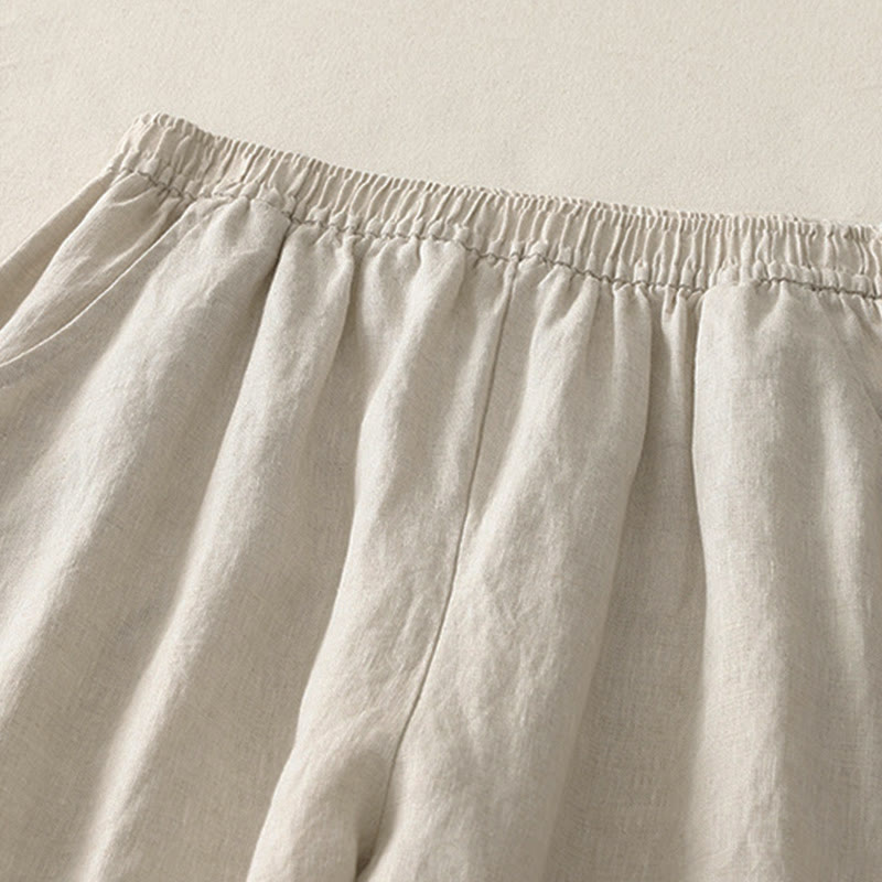 Nimara Ritual Summer Daily Solid Color Elastic Waistband Design Women's Wide Leg Pants With Pockets
