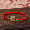 Nimara Ritual Jade Tiger-head Peace Buckle Red String Prosperity Bracelet