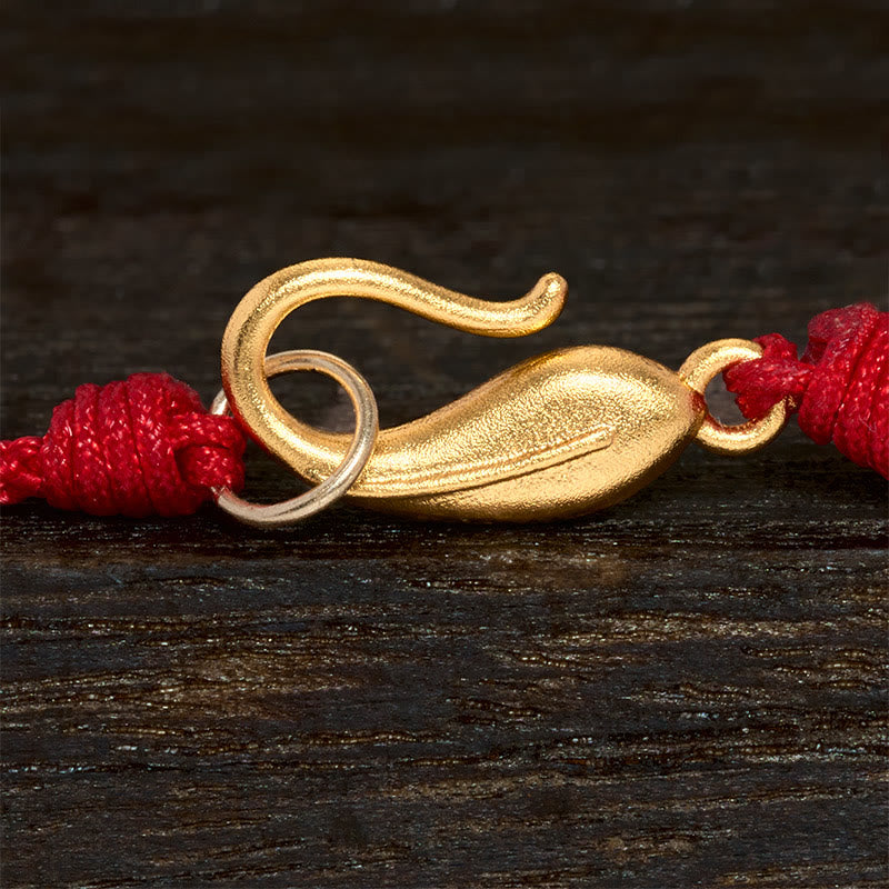Nimara Ritual Hetian Jade Peace Buckle Koi Fish Clasp Red String Lucky Bracelet