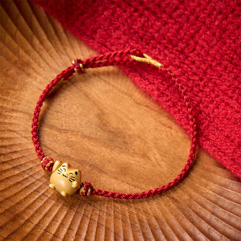Nimara Ritual Red String Copper Lucky Cat Protection Energy Bracelet