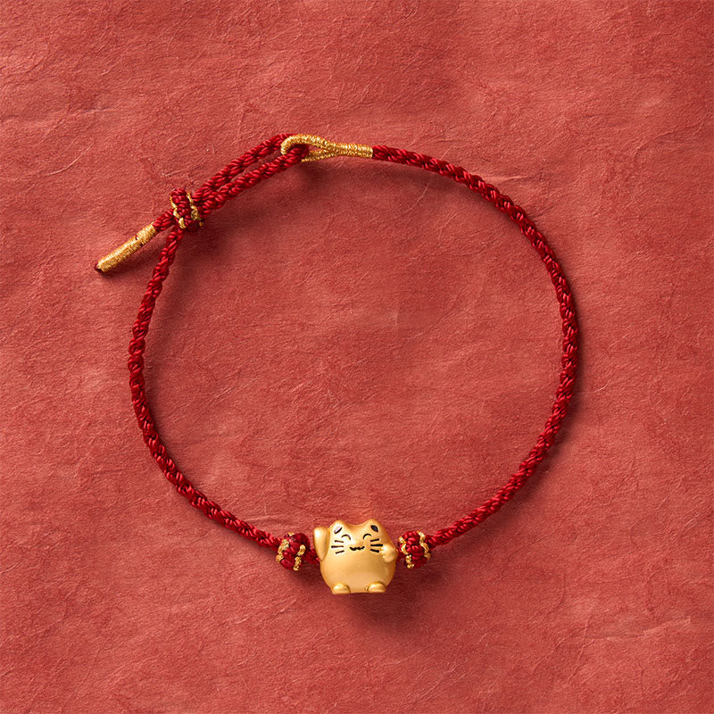 Nimara Ritual Red String Copper Lucky Cat Protection Energy Bracelet
