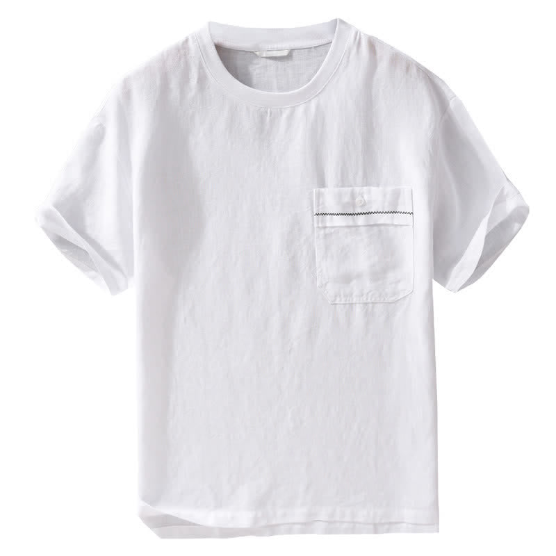 Nimara Ritual Summer Casual Minimalist Solid Men's Short Sleeve T-Shirts With Patch Pocket