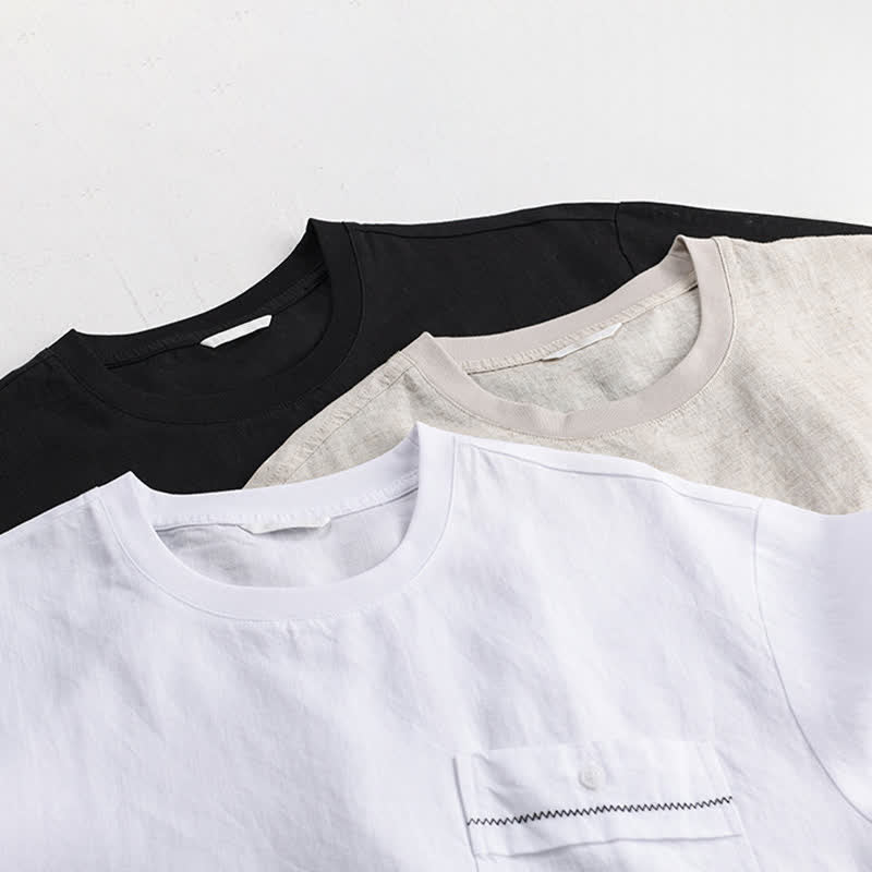 Nimara Ritual Summer Casual Minimalist Solid Men's Short Sleeve T-Shirts With Patch Pocket