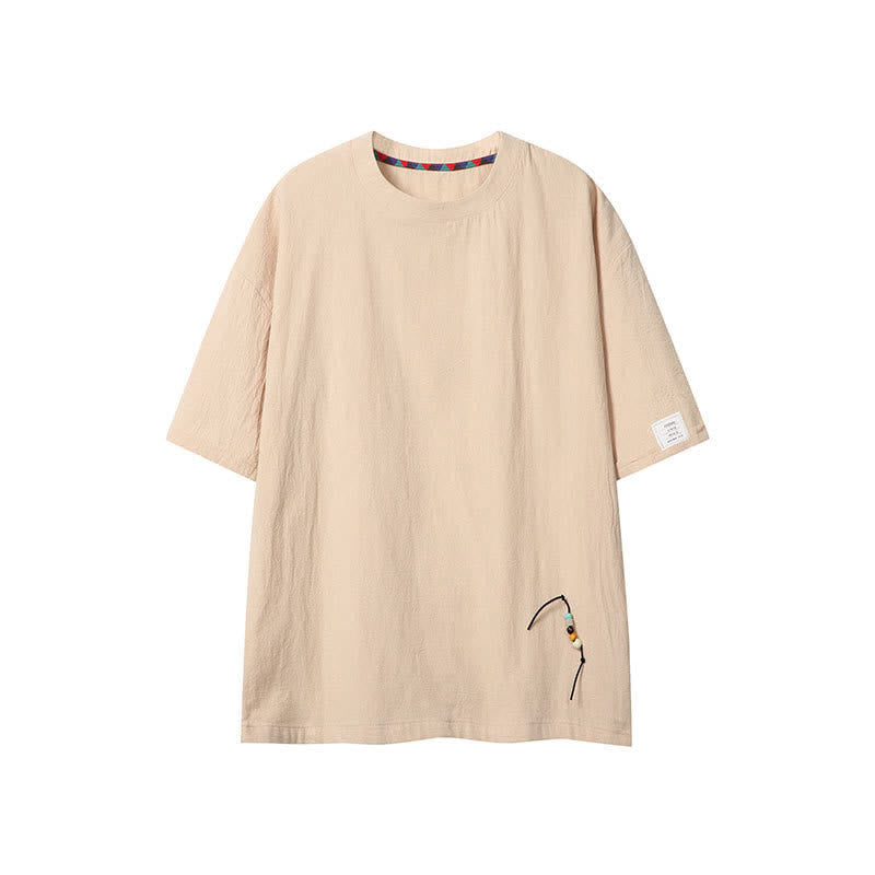 Nimara Ritual Summer Casual Boho Drawstring Solid Men's Short Sleeve T-Shirts