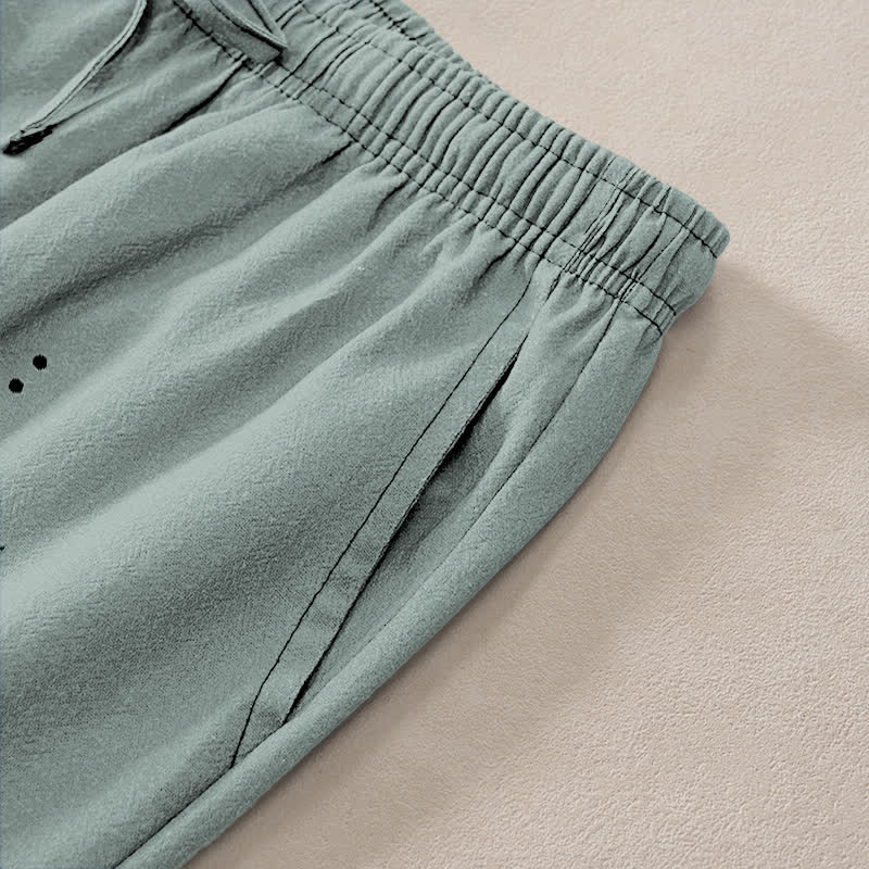 Nimara Ritual Cotton Zen Lotus Om Pattern Men's Tapered Pants With Pockets