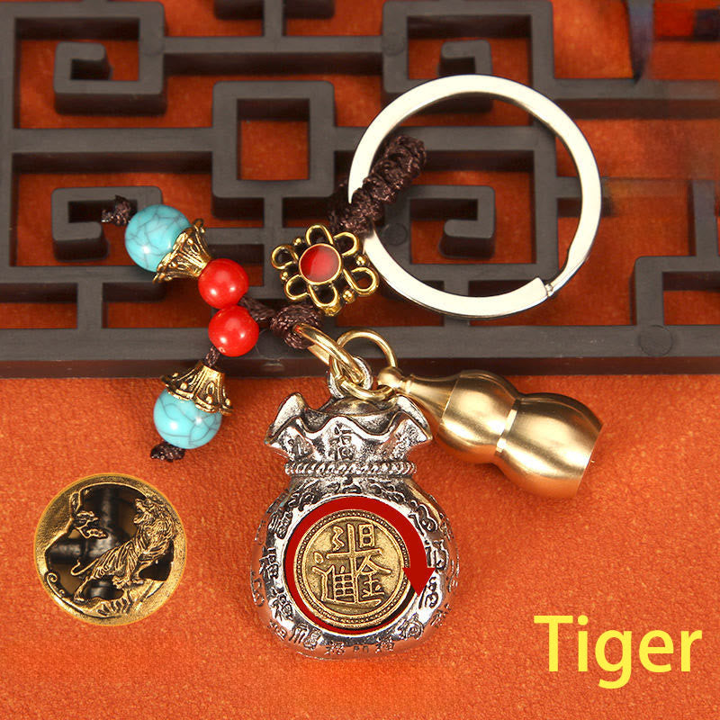Nimara Ritual Chinese Zodiac Rotating Fortune Bag Braided Keychains